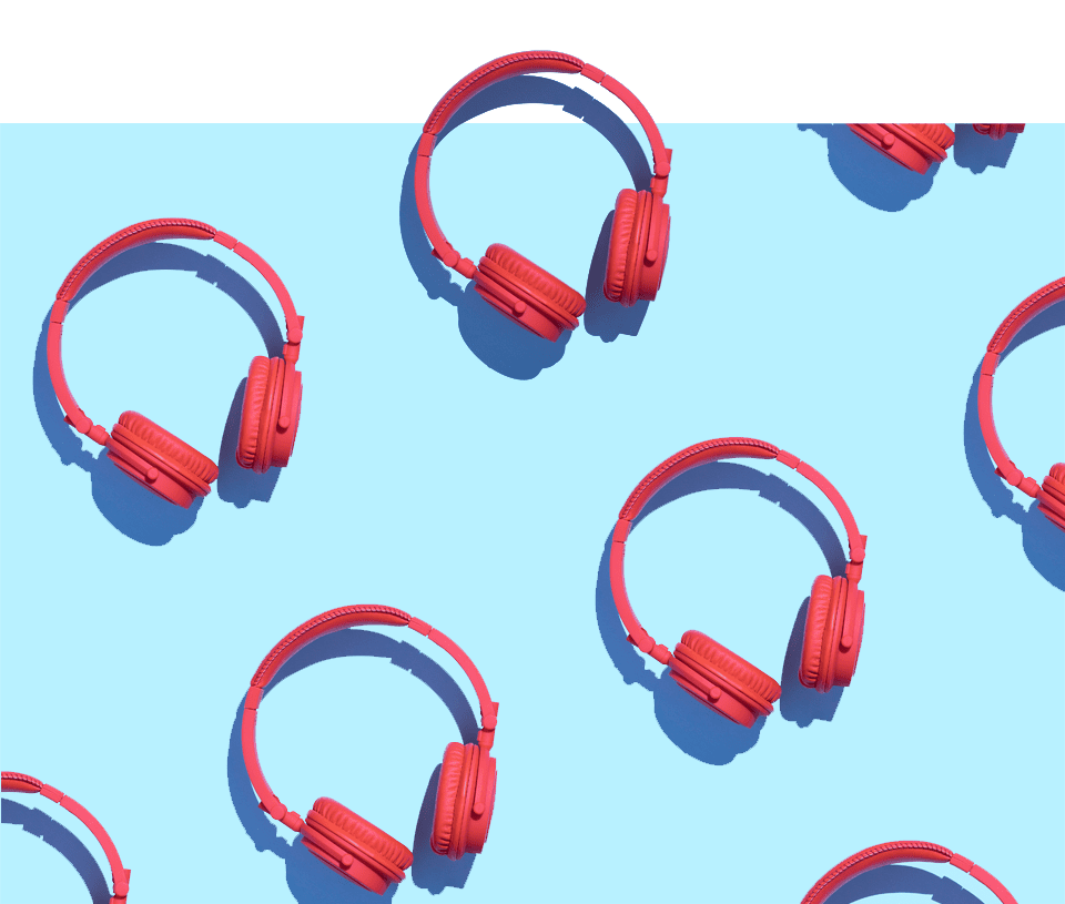 Headphones on blue background