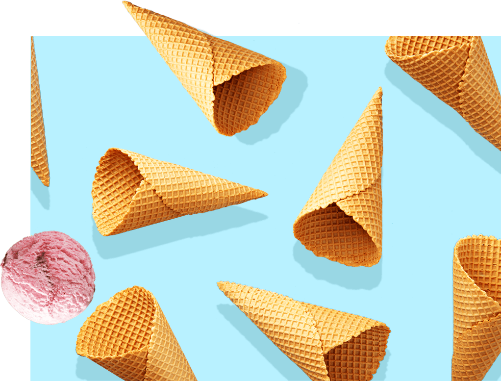 Ice Cream collage with blue background.